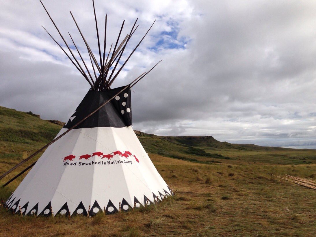 Tipi below the cliffs at Head-Smashed-In Buffalo Jump