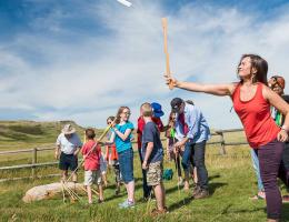 Kids learning the basics of buffalo hunting